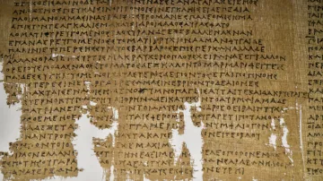 Řecký papyrus s textem básnické skladby Tímothea z Mílétu Peršané z 4. - 3. století před n. l.