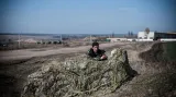 Ukrajinský voják na hranicích s Ruskem