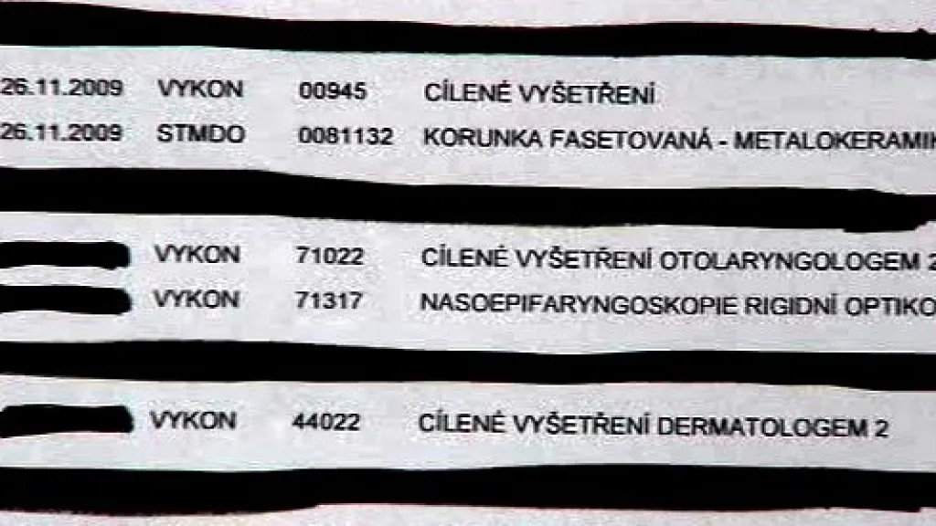 Výpis péče ze zdravotní pojišťovny
