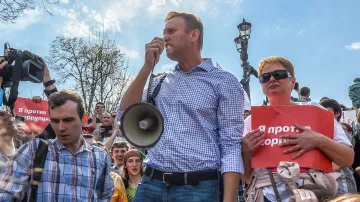 Alexej Navalnyj na protestu v Moskvě