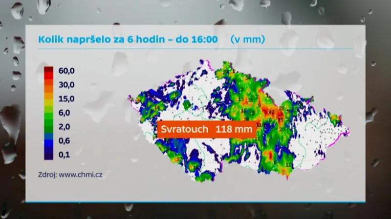 Srážky v neděli 3. srpna
