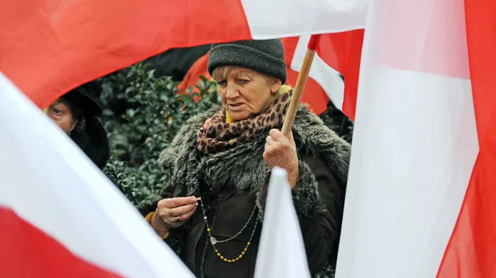 Demonstrace v centru Varšavy