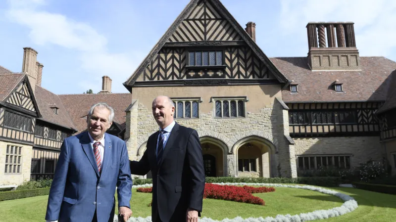 Prezident Miloš Zeman s ministerským předsedou Braniborska Dietmarem Woidtkem