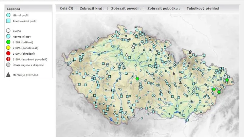 Hladiny řek se vrací k normálu