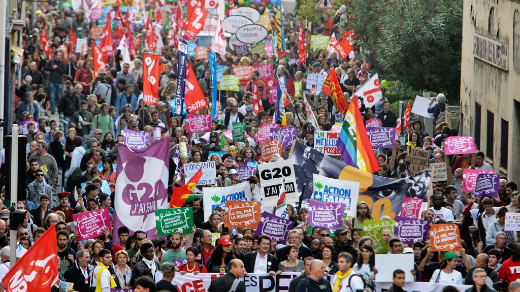 Protest antiglobalistů v Nice