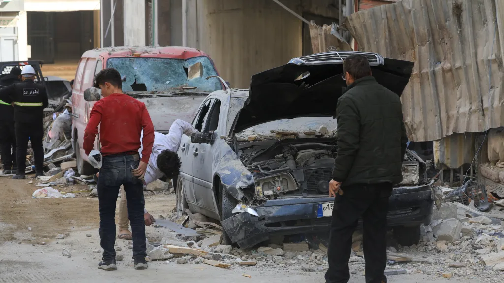 Následky izraelského vzdušného útoku v Bejrútu