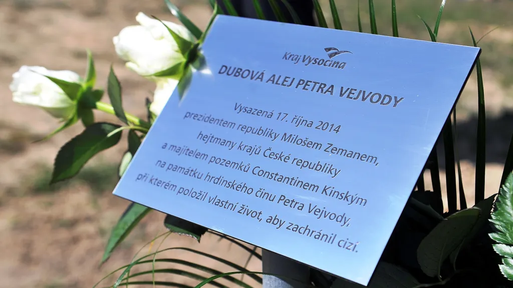 Pamětní deska na hrázi Veselského rybníka