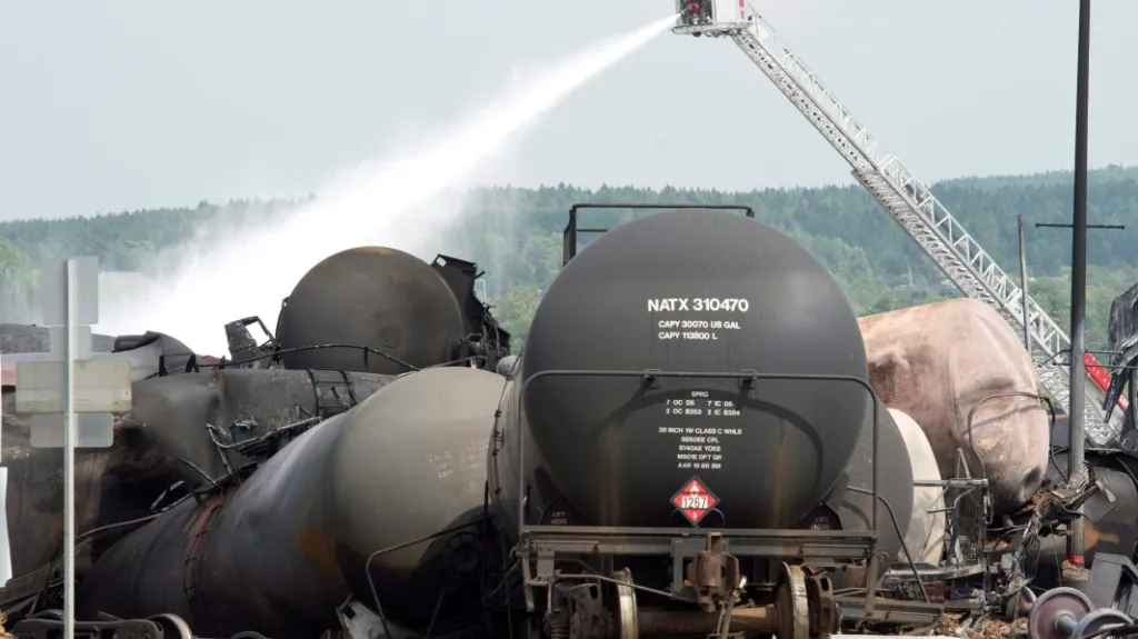 Zásah hasičů v Lac-Megantic