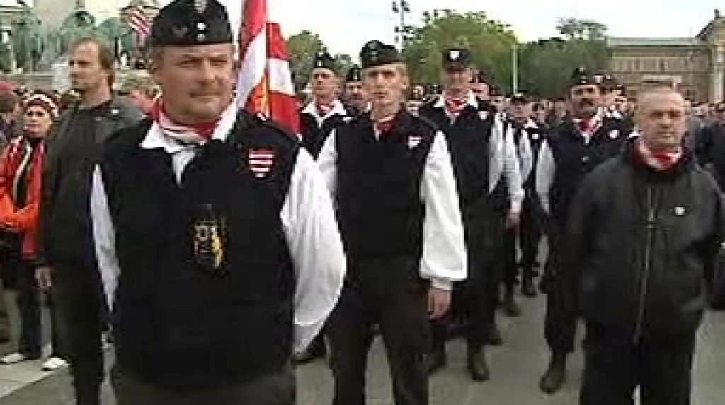 Demonstrace pravicových radikálů v Budapešti