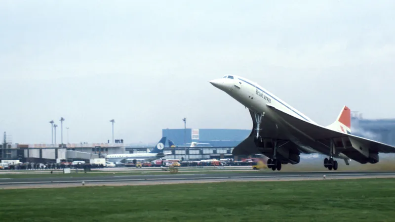 Start Concordu na první linkový let z Londýna do Bahrajnu v roce 1976