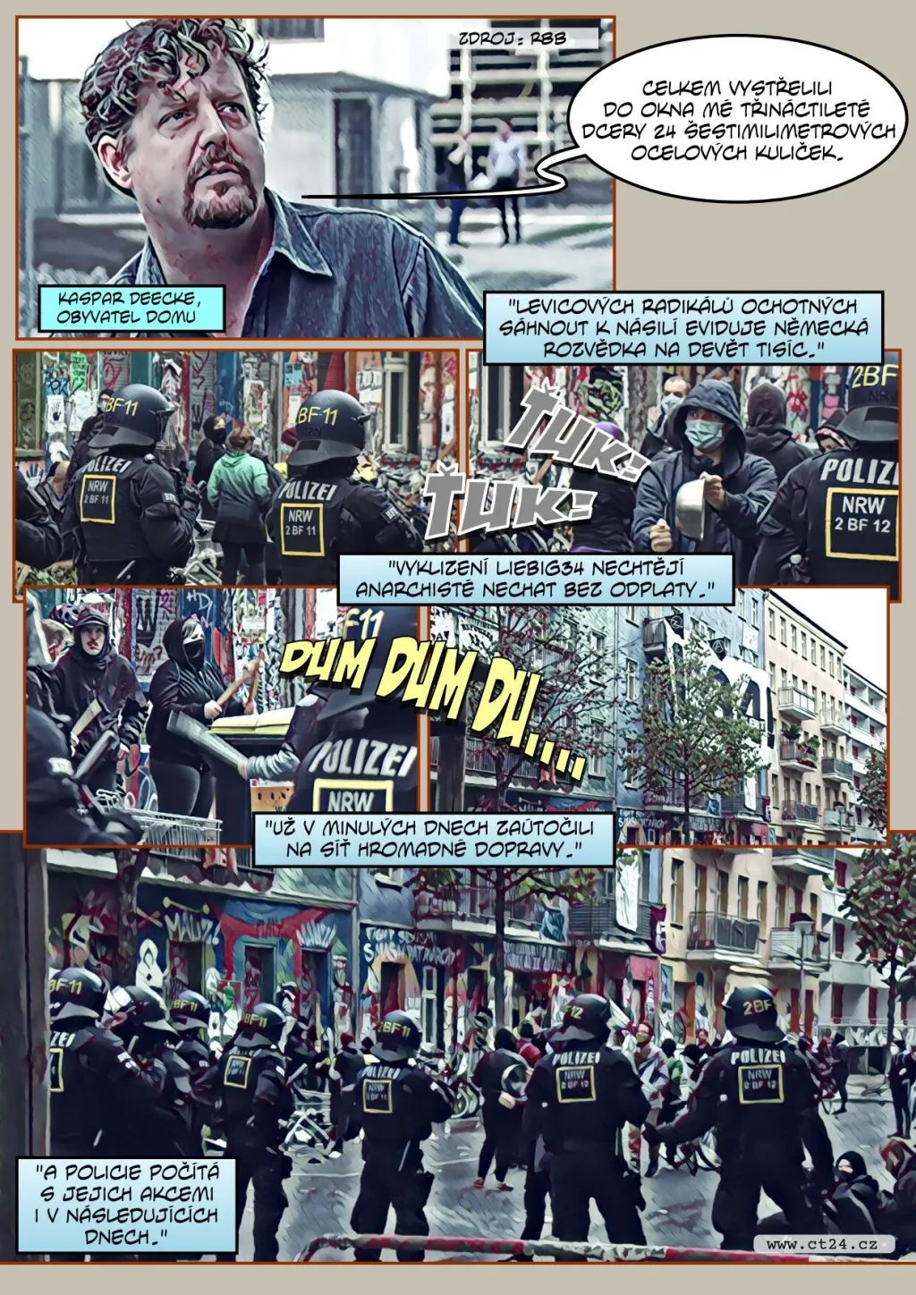 Velký policejní zátah na německý squat. S vyklízením doupěte levicových extrémistů pomáhali i horolezci