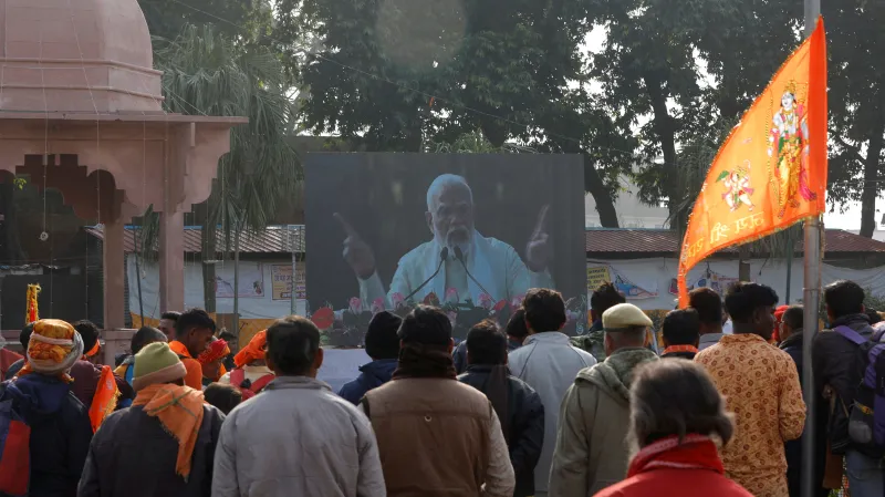 Slavnostní otevření Rámova chrámu ve městě Ajódhja