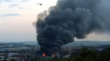 Požár tovární haly v Pražských Vysočanech