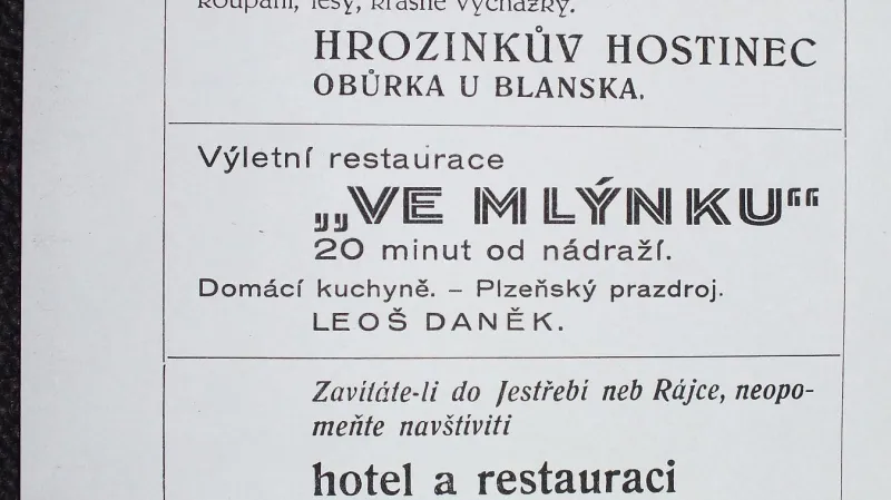 Z přednášky o hostinských zařízeních v Moravském krasu