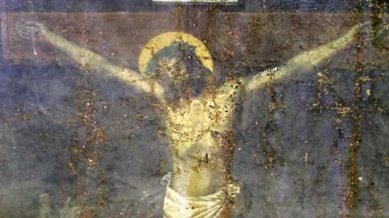 Detail obrazu Ukřižování při rekonstrukci