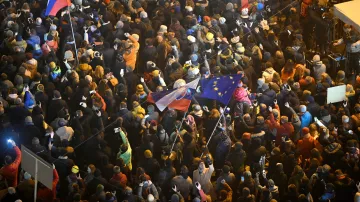 Protestující v Bratislavě