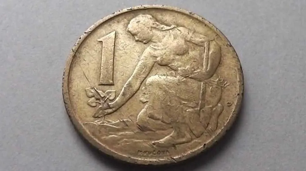 Jednokorunová mince s Bedřiškou Synkovou