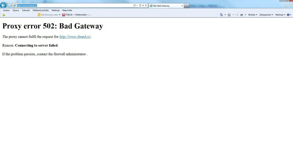 Nedostupný server iHNed.cz