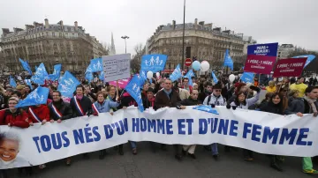 Protest v Paříži proti homosexuálním sňatkům