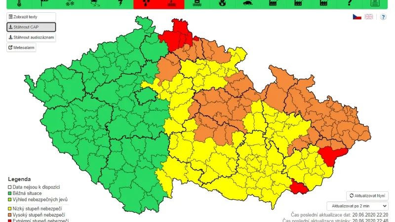 Výstraha před nebezpečím povodní k sobotní 23. hodině