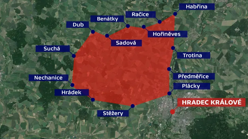 Území, na němž se odehrála bitva u Hradce Králové