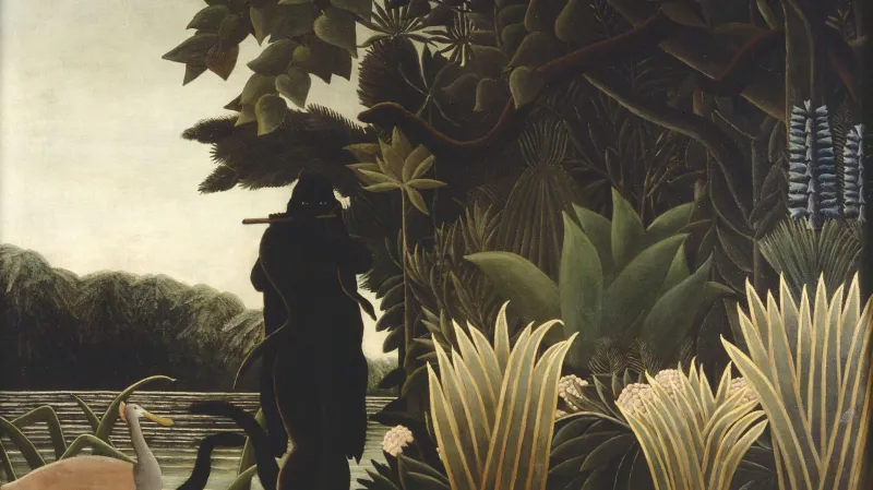 Henri Rousseau / Zaklínačka hadů, 1907 (z výstavy Celník Rousseau: Malířův ztracený ráj)