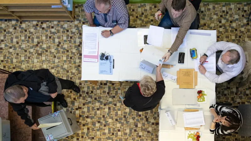 Volební místnost v Kolíně