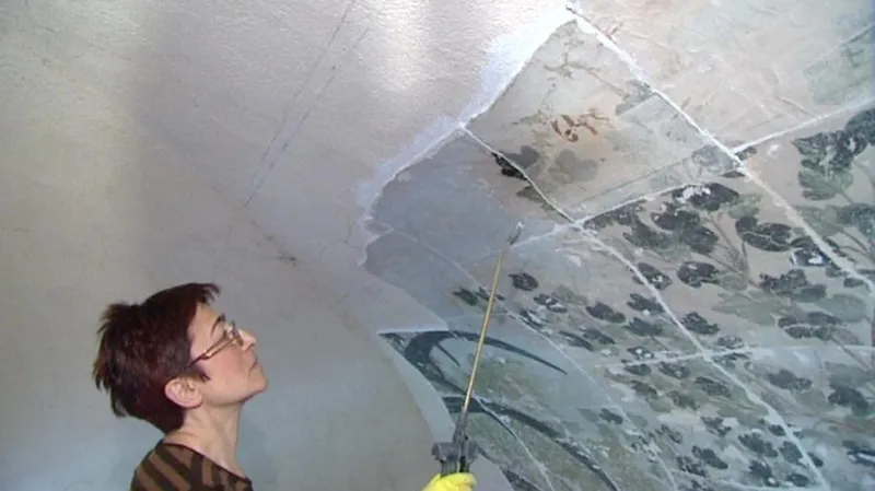 Karine Artouni při restaurování nástěnných maleb na zámku v Nebílovech