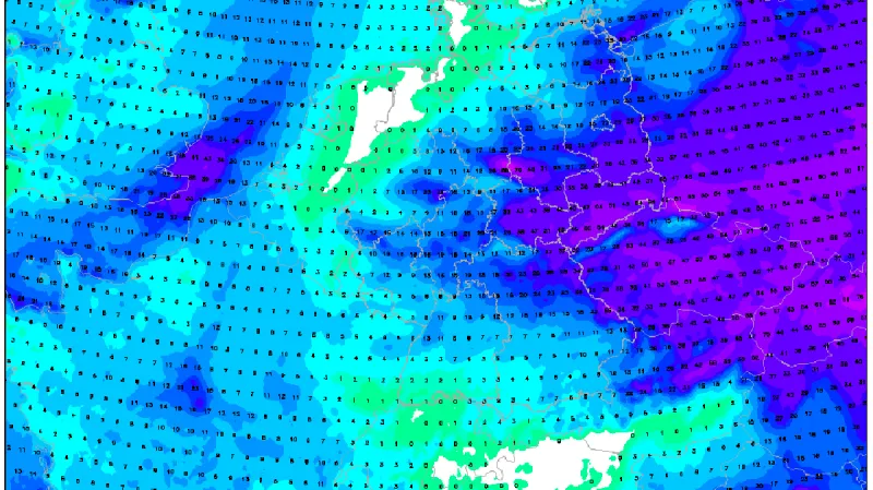 Předpověď množství srážek do čtvrtečního rána podle modelu ICON
