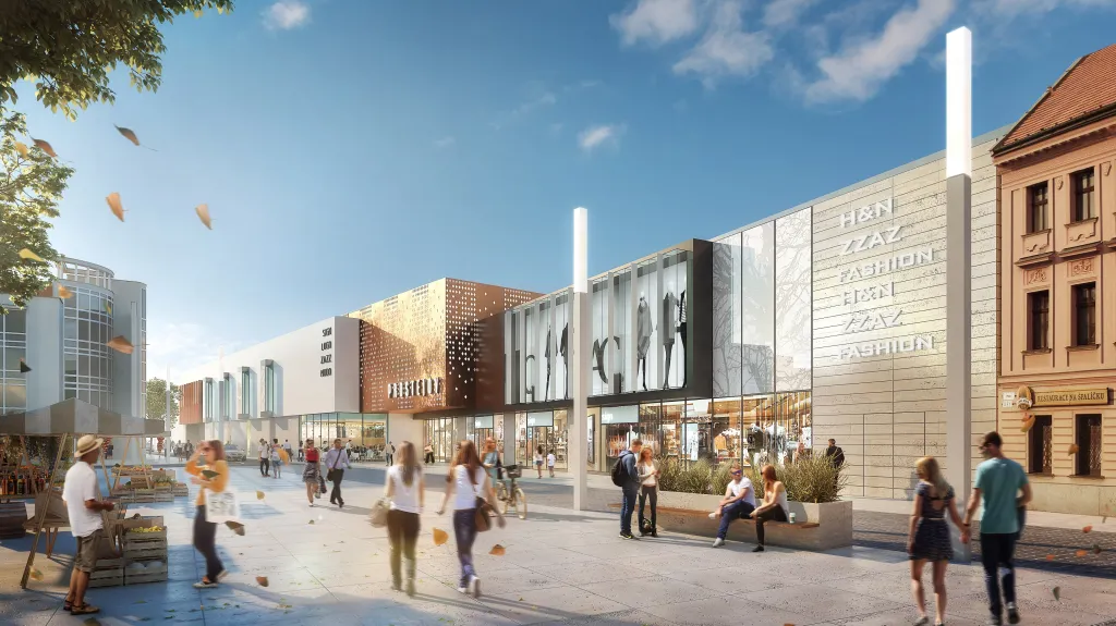Vizualizace nové obchodní galerie v centru Prostějova