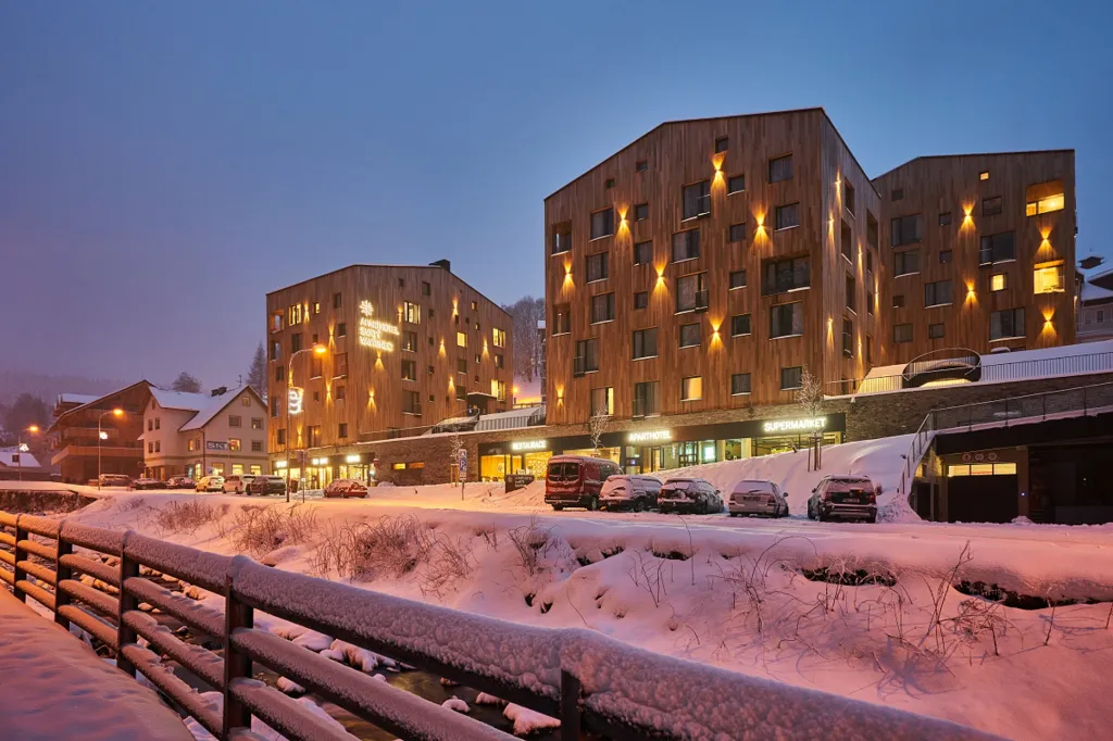 Aparthotel Svatý Vavřinec, Pec pod Sněžkou; autor: Jiří Opočenský, Štěpán Valouch, Anna Schneiderová, Vojtěch Kratochvíl; projektant: ov architekti s.r.o.