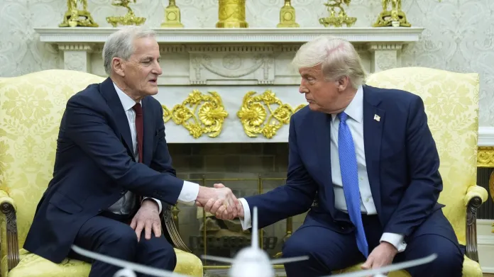 Norský premiér Jonas Gahr Störe a prezident USA Donald Trump