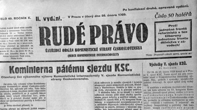 Rudé právo o pátem sjezdu KSČ