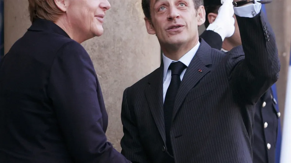Angela Merkelová na návštěvě u Nicolase Sarkozyho