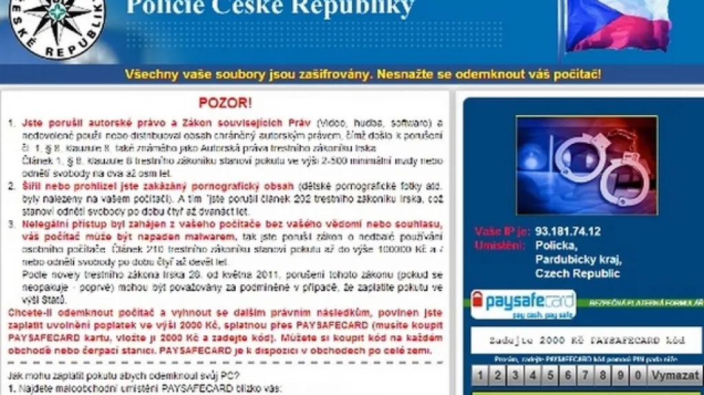 Náhled podvodné webové stránky