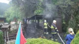 Požár zahradního domku v Zastávce u Brna