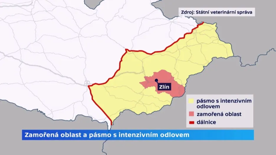 Zamořená oblast a pásmo s intenzivním odlovem