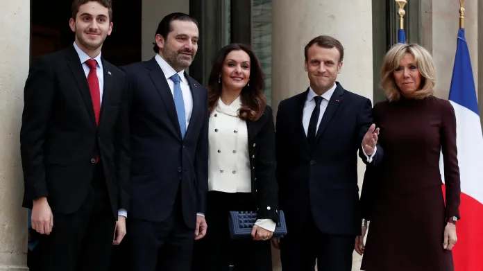 Francouzský prezidentský pár přijal Harírího s manželkou a synem