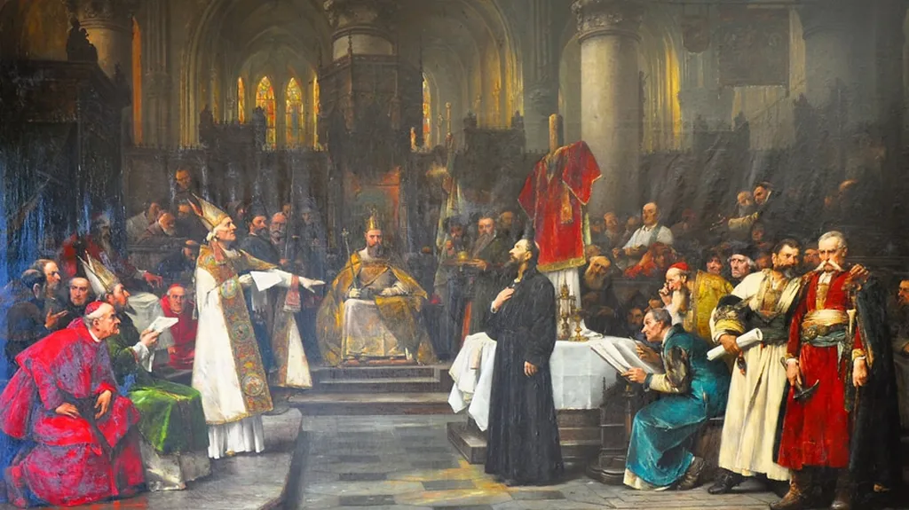 Václav Brožík / Mistr Jan Hus před koncilem kostnickým, 1883
