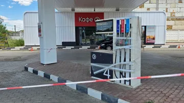 Zavřená čerpací stanice v Saky na Krymu (22. června 2026)