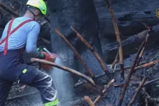 Při hašení požáru u Hřenska se v sobotu zranilo osm hasičů, jeden z nich vážně