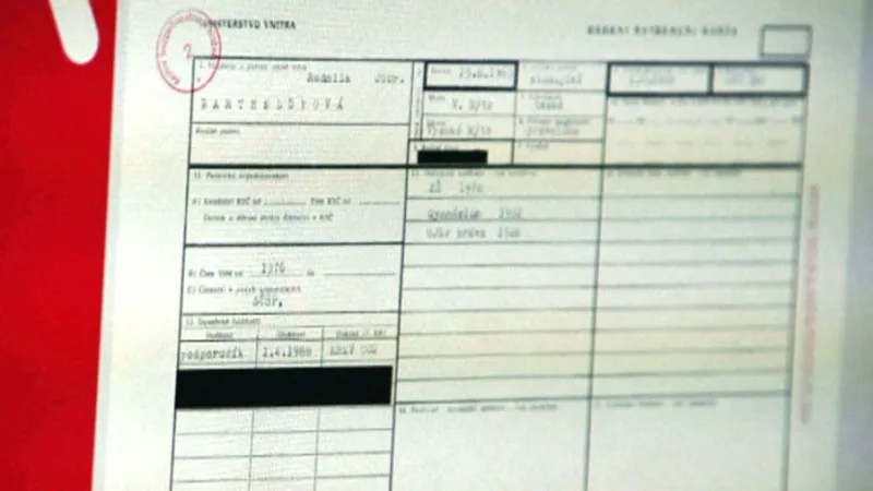 Karta přijetí Jarmily Kleslové (Bartheldyové) z MV