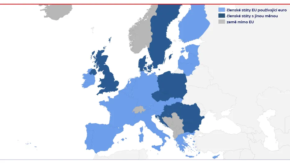 Mapa zemí s eurem