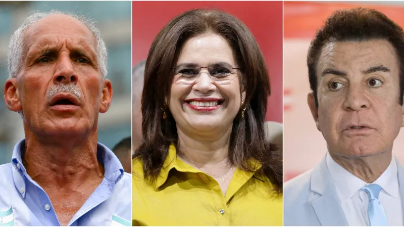 Nasry Asfura z Národní strany (PN), Rixi Moncadu ze Strany svobody a obnovy (LIBRE) a Salvador Nasralla z Liberální strany (PLH)