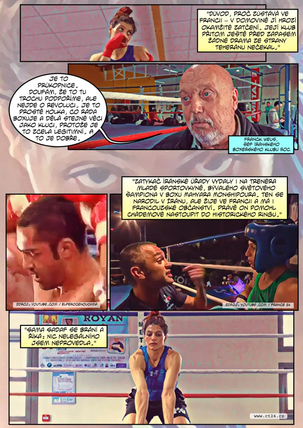 Komiks: Íránské boxerce hrozí vězení