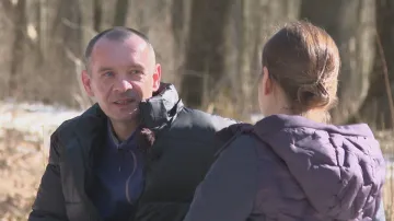 Nazar Dalecký se zpravodajkou ČT na Ukrajině Darjou Stomatovou