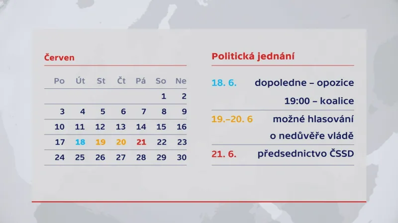 Harmonogram možného hlasování o nedůvěře vládě