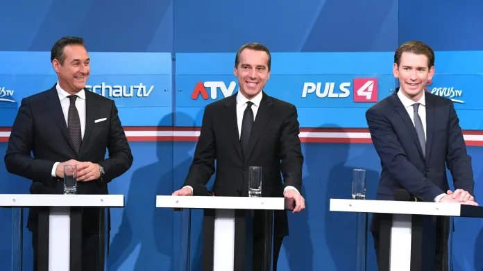 Strache, Kern a Kurz během předvolební kampaně