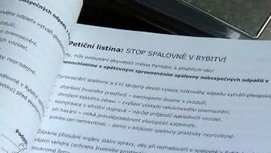 Petice proti spalovně v Rybitví