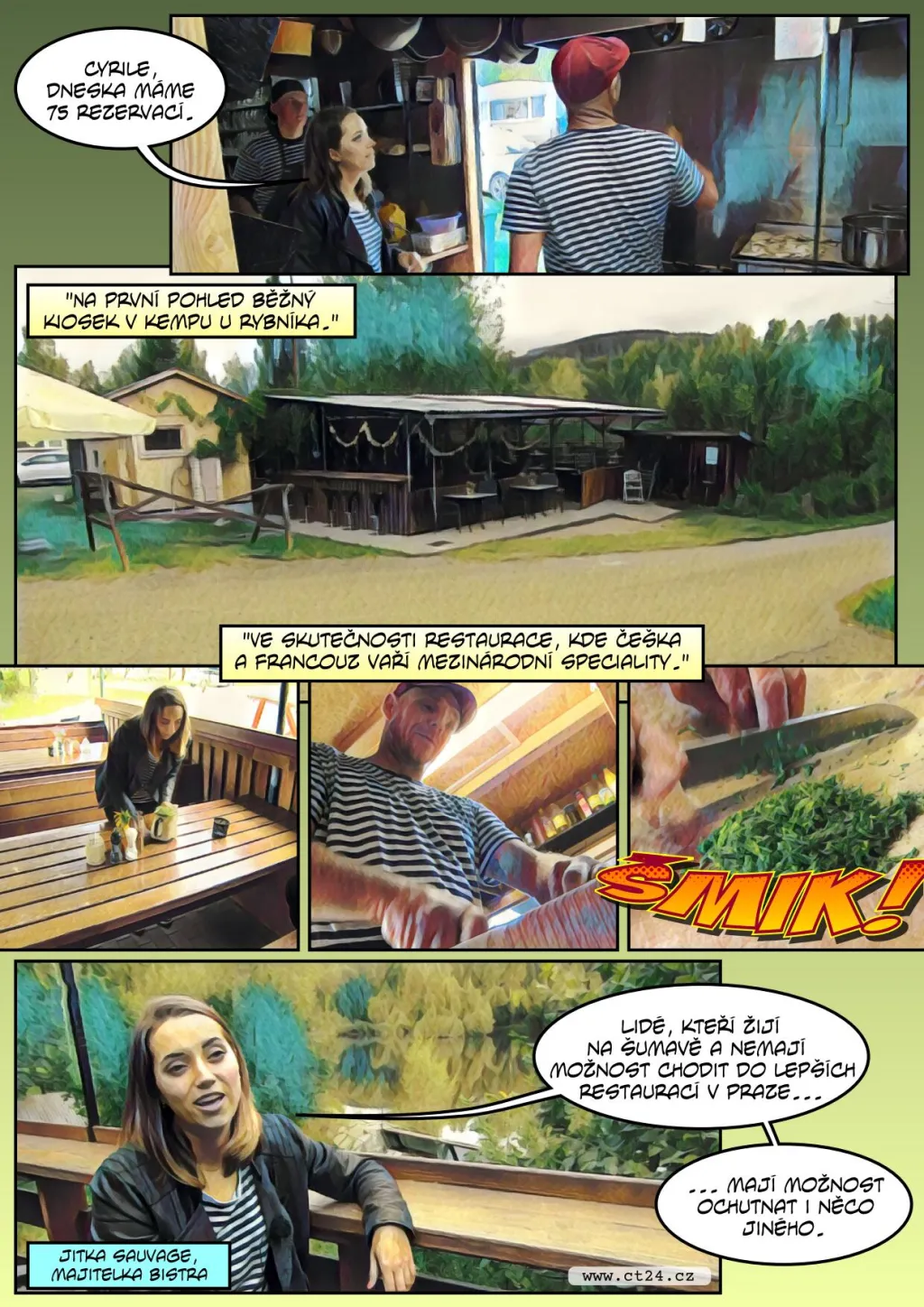 Francouzské speciality v kempu u rybníka